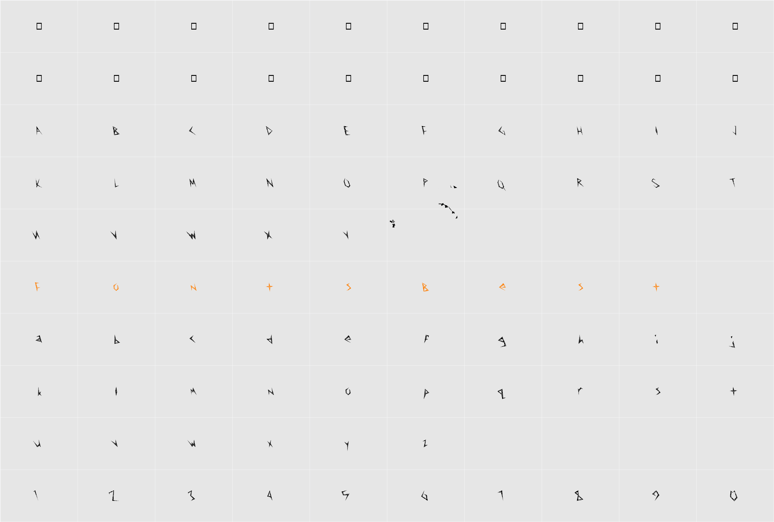 FZ UNIQUE 17 CRACKED LEFTY Character Map