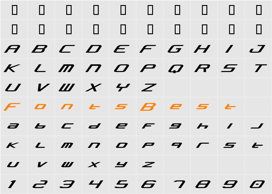 Concielian Alpha Character Map