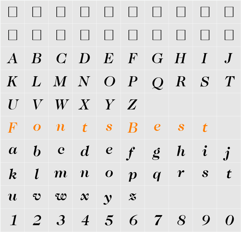 Caslon335Medium Character Map