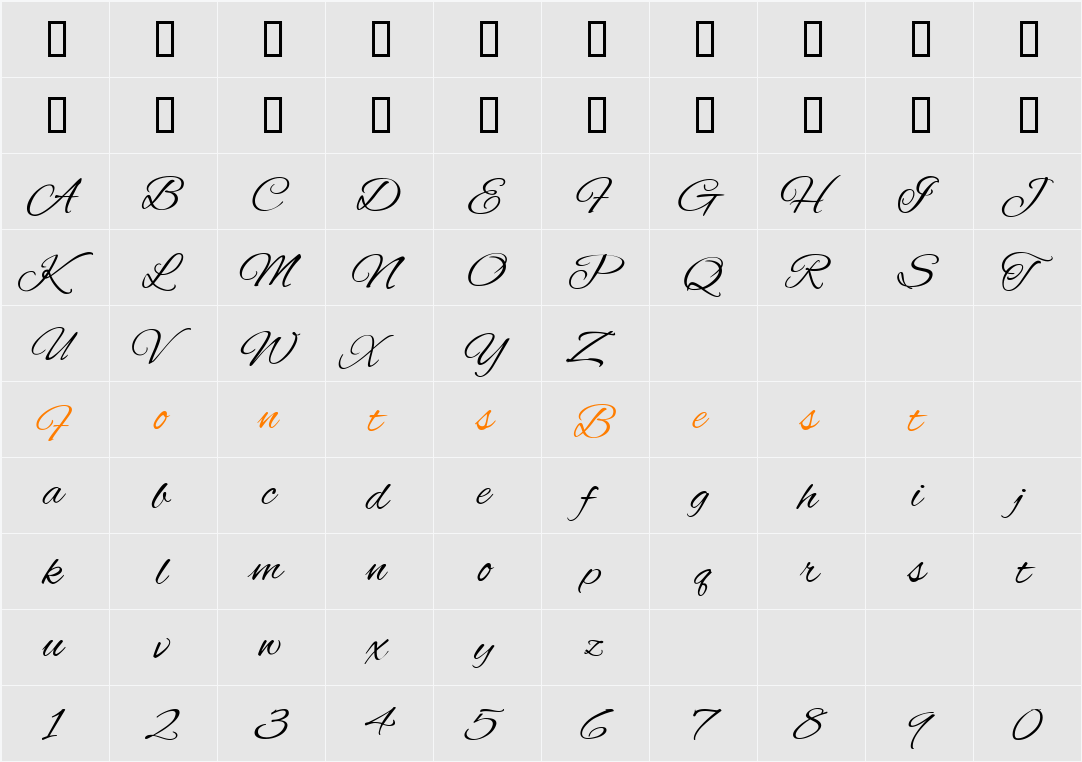 AlexBrush Character Map