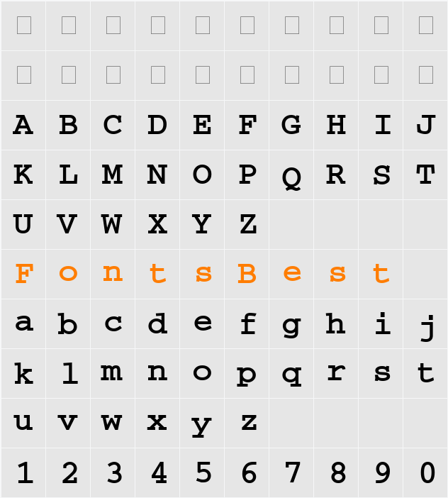 CourierTT Character Map