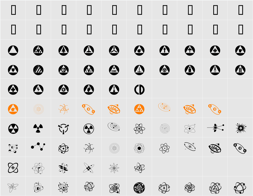 Atomica Character Map