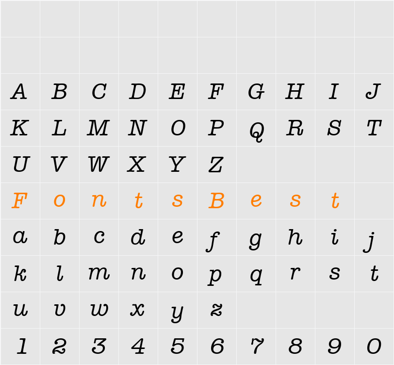 AmTypewriterMdITC Character Map