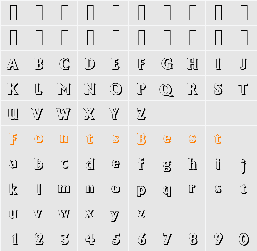 AdelonShadow-Xbold Character Map