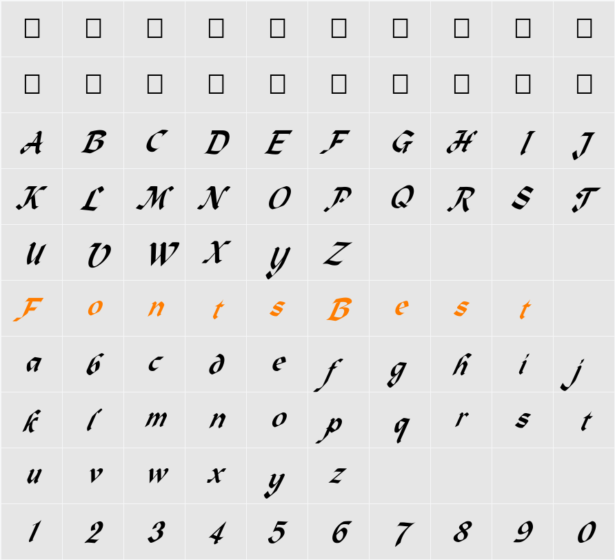 FZ SCRIPT 3 ITALIC Character Map