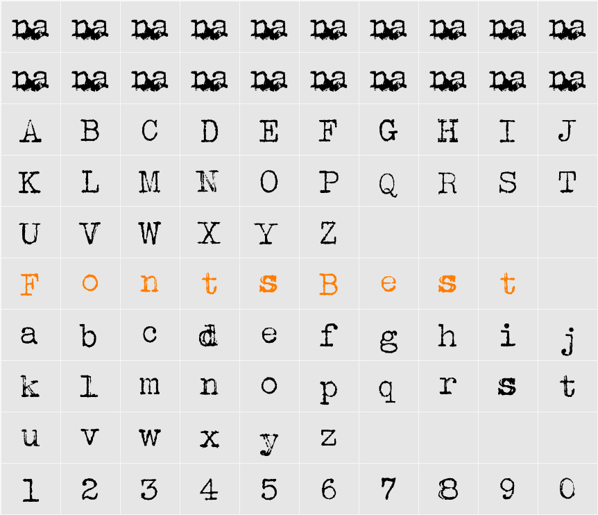 Albertsthal Typewriter Character Map