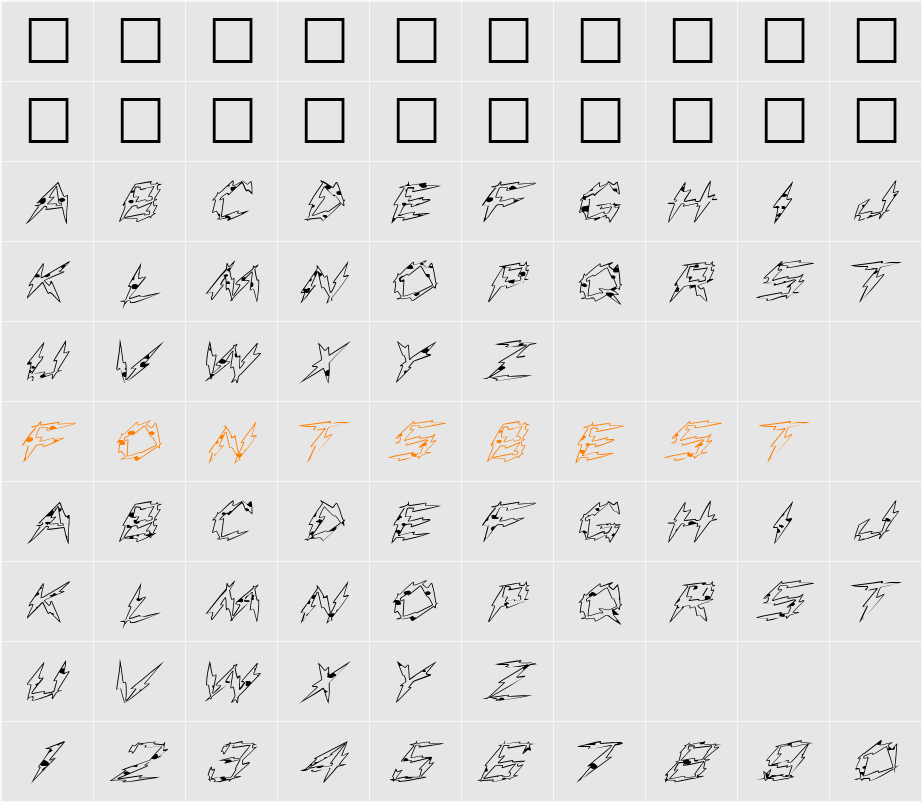 FZ UNIQUE 19 SPOTTED EX Character Map