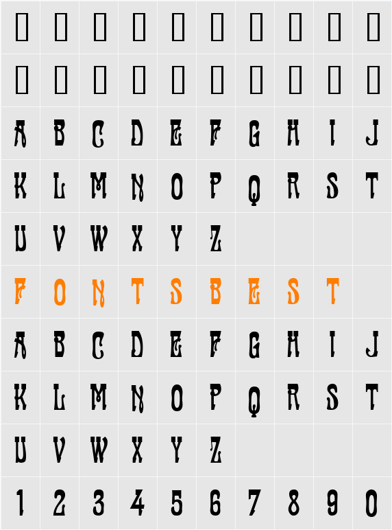 Fanfare MF Character Map