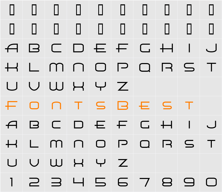 Air Flow BTN Lt Character Map