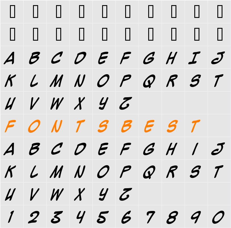 Mighty Zeo Caps 2.0 Character Map