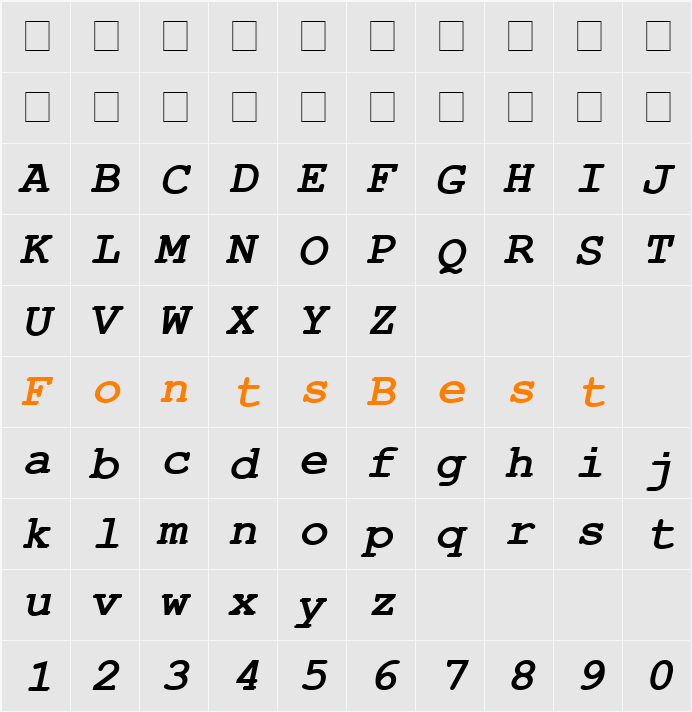 Courier New CE Character Map