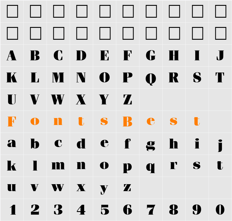 FerventUltra DB Character Map