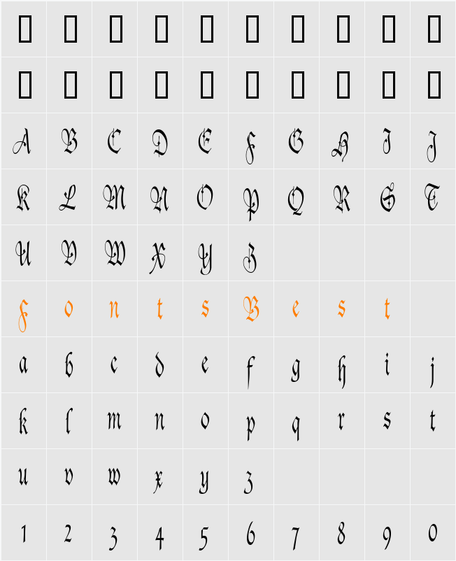 AgincortCondensed Character Map