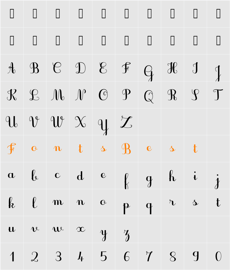 JBCursive-V3 Character Map