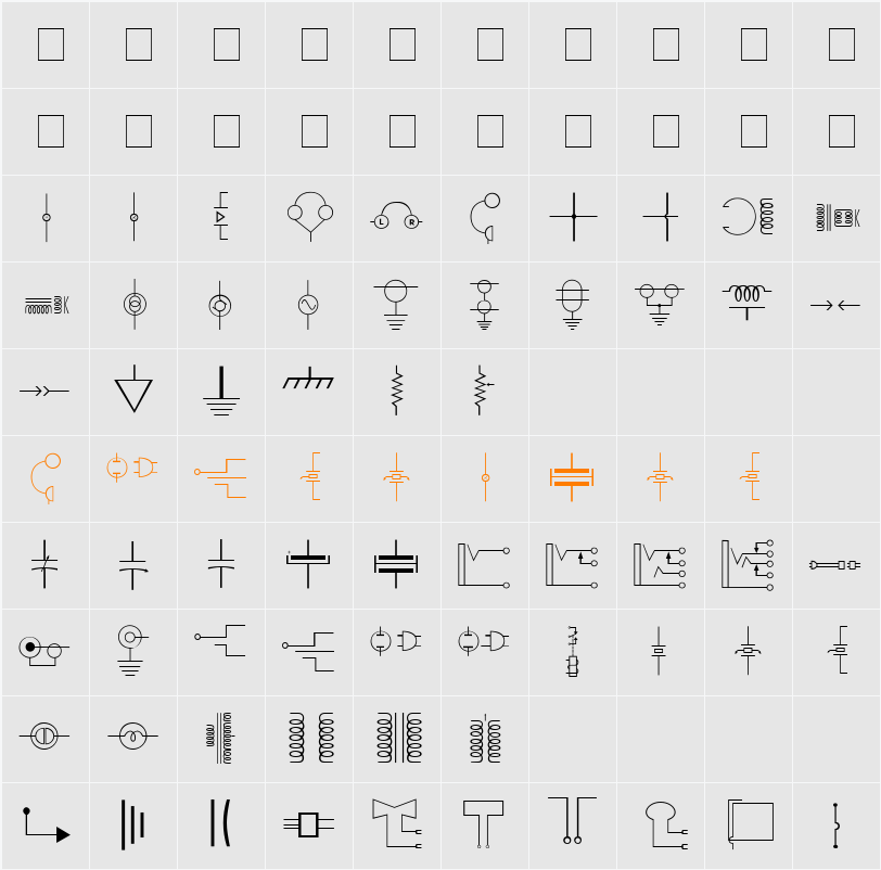 Carr Electronic Dingbats Character Map