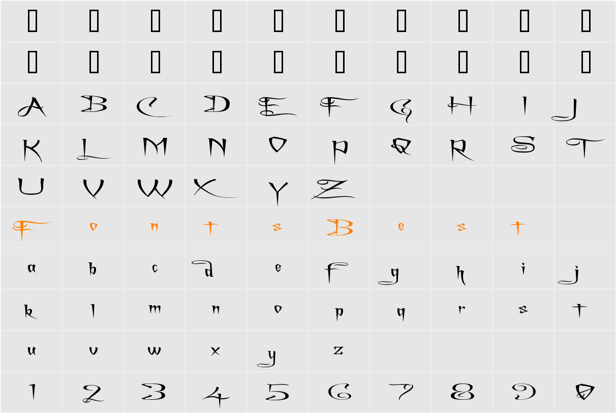 A Charming Font Superexpanded Character Map