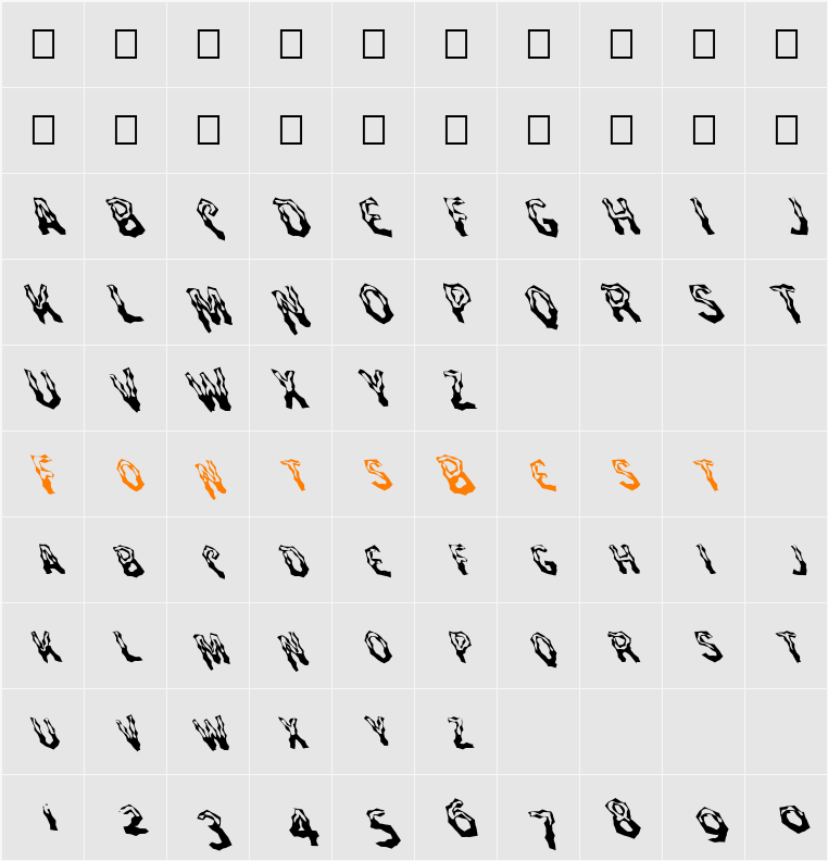 FZ WACKY 26 LEFTY Character Map