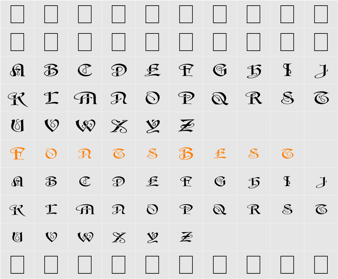 FZ SCRIPT 14 EX Character Map