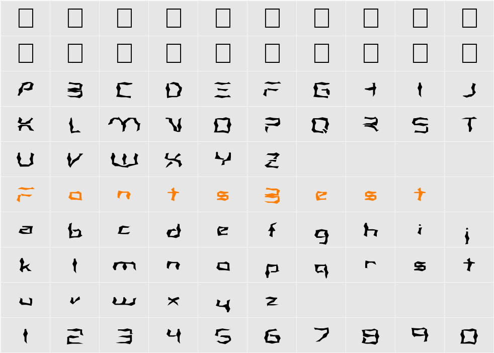 FZ WACKY 38 EX Character Map