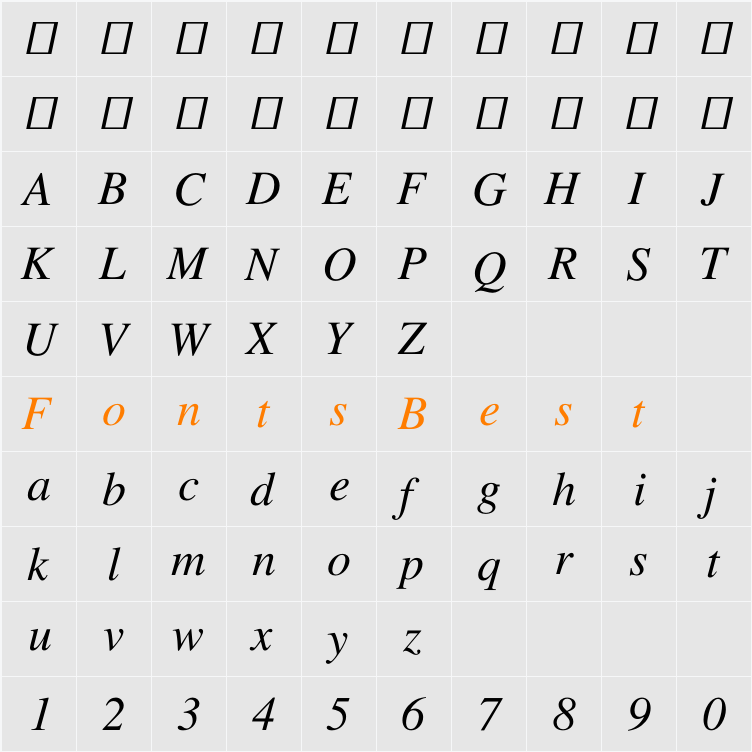 FreeSerif Character Map