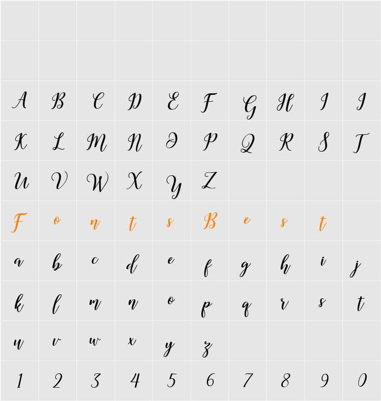 Madelina Bold Character Map