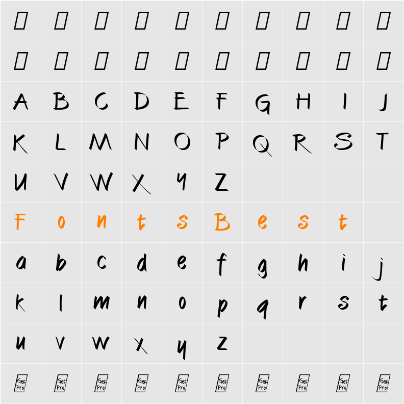 CaliBrush Character Map