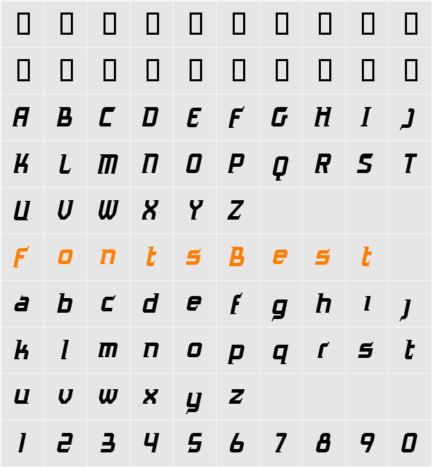 Antigrav BB Character Map