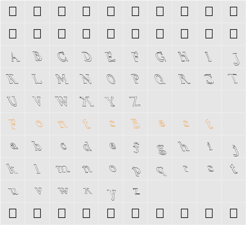 FZ JAZZY 48 HOLLOW LEFTY Character Map