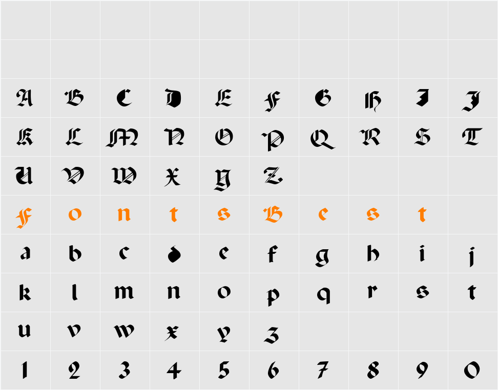 Capinini Character Map