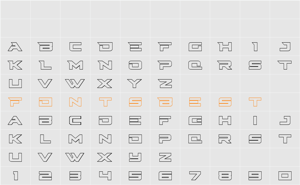 Cyberdyne Outline Character Map