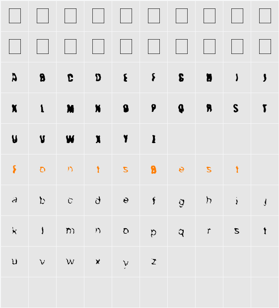 Alien Blud  Character Map