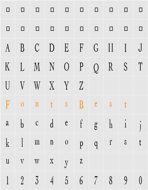 FZ ROMAN 15 COND Character Map