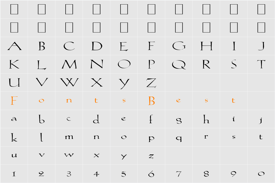 FZ ROMAN 20 EX Character Map