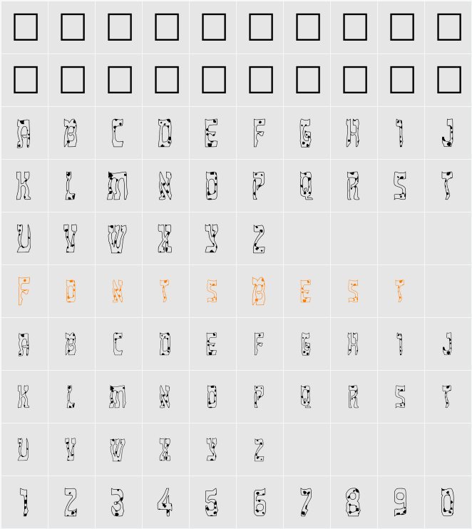 FZ UNIQUE 27 SPOTTED Character Map