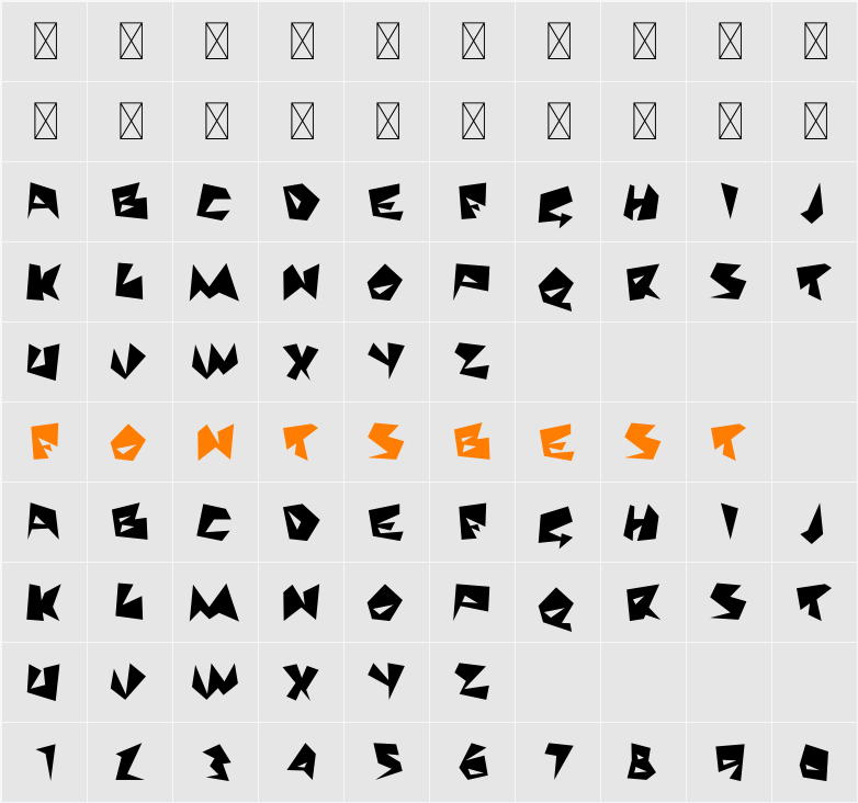 Razluka SP Character Map