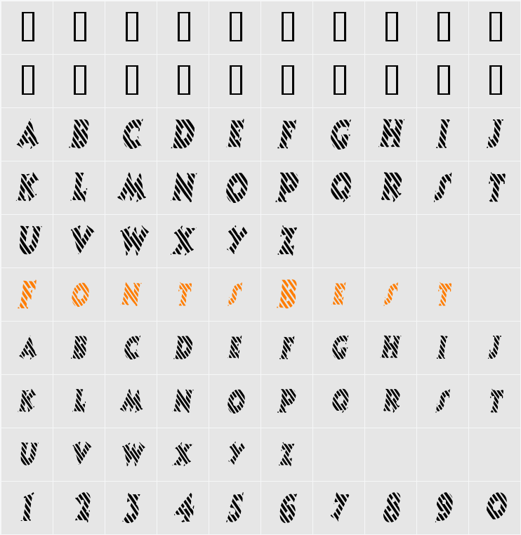 CandyStripeCondensed Character Map