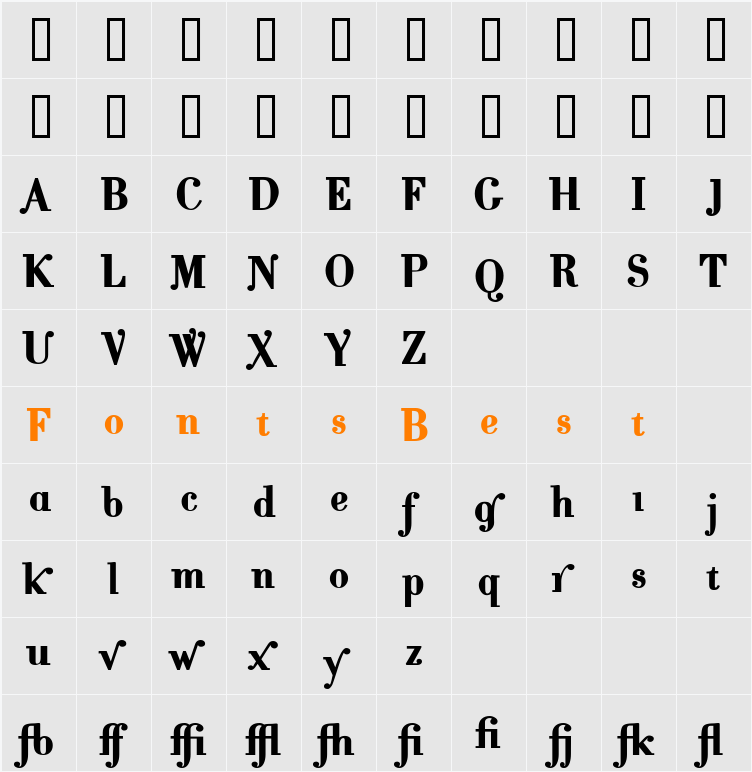 CantabileBoldAlternate Character Map