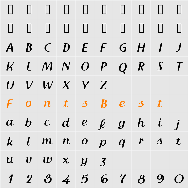 IngrianaCasual Character Map