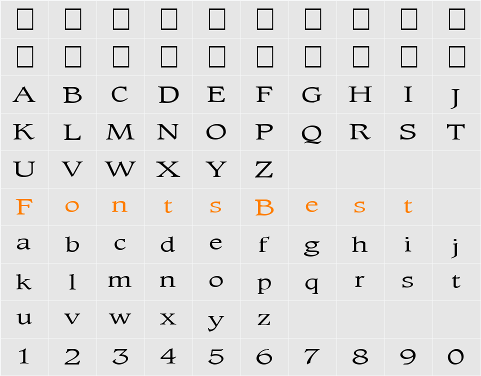 FZ ROMAN 23 EX Character Map