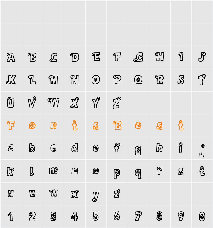 Alphasnail Character Map