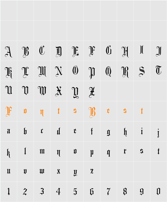 Minster No 1 Character Map