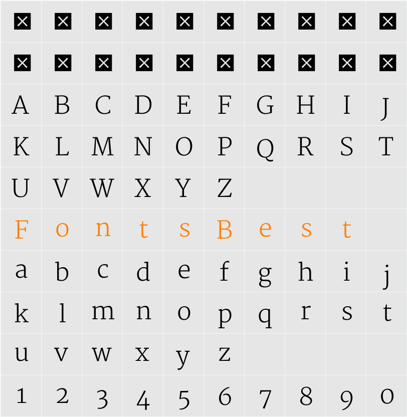 Merriweather Character Map