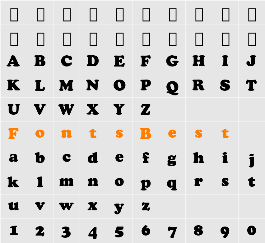 Cooper Blk BT Character Map