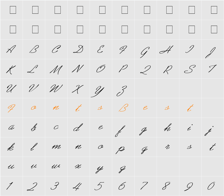 Abbruze Character Map