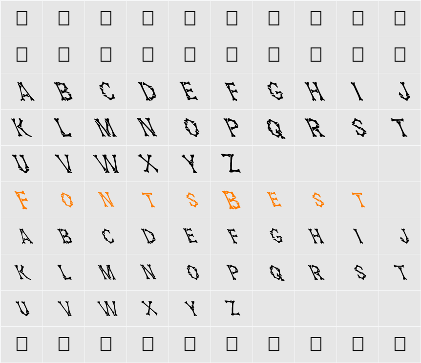 FZ UNIQUE 5 LEFTY Character Map