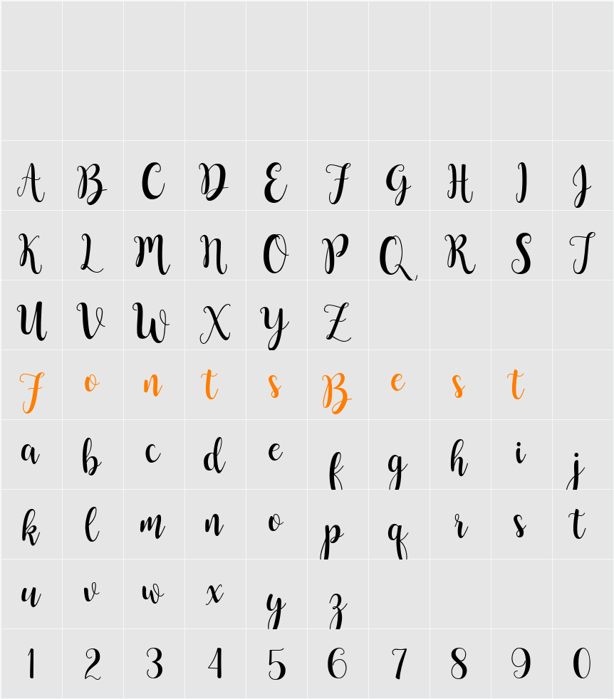 Buttercup Sample Character Map