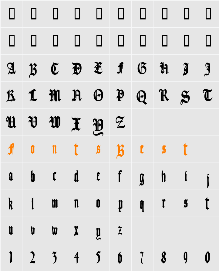 Fains Character Map