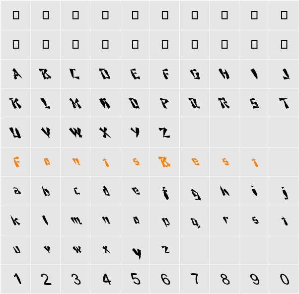 FZ UNIQUE 21 MANGLED LEFTY Character Map