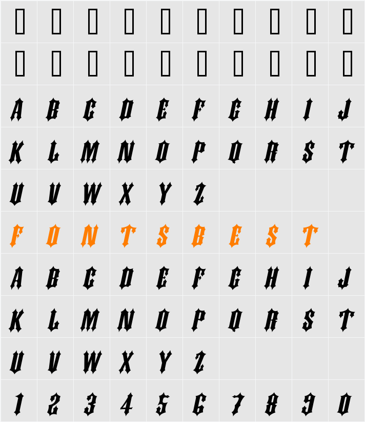 Ironwork Extended Character Map