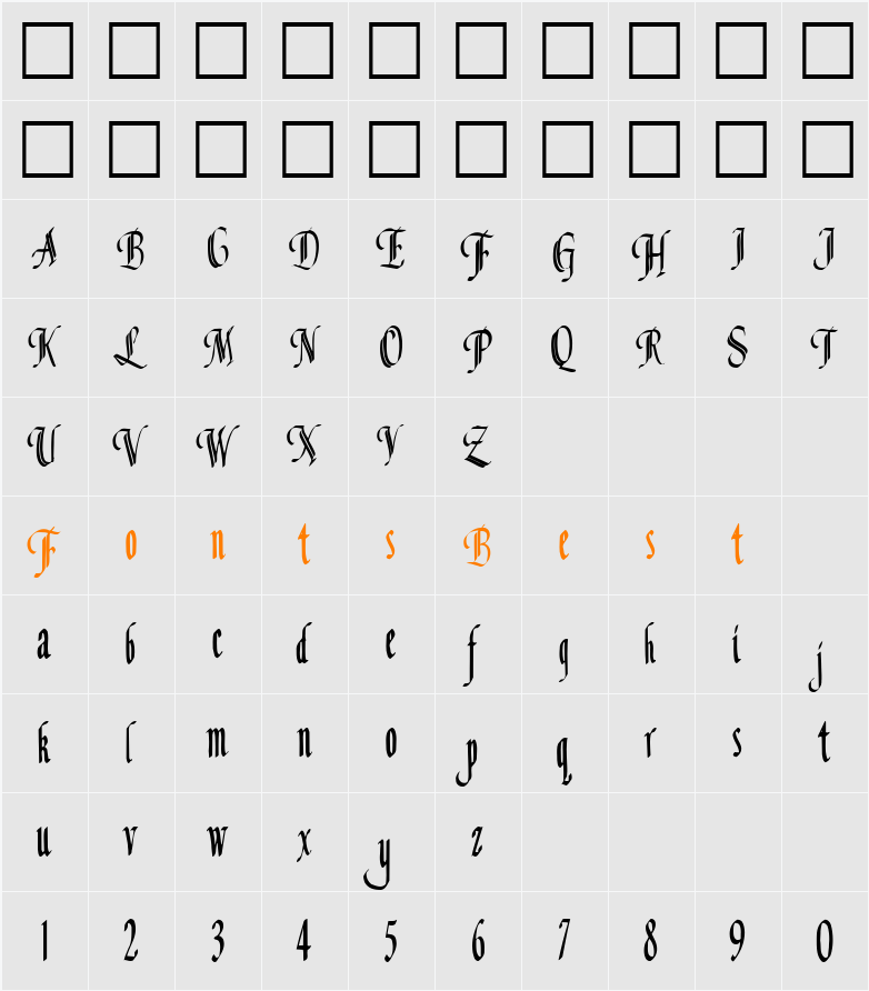 Concordia Text Character Map